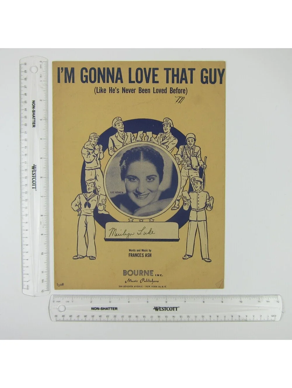 Sheet Music I'm Gonna Love That Guy Frances Ash Kay Armen Cover Vintage 1945